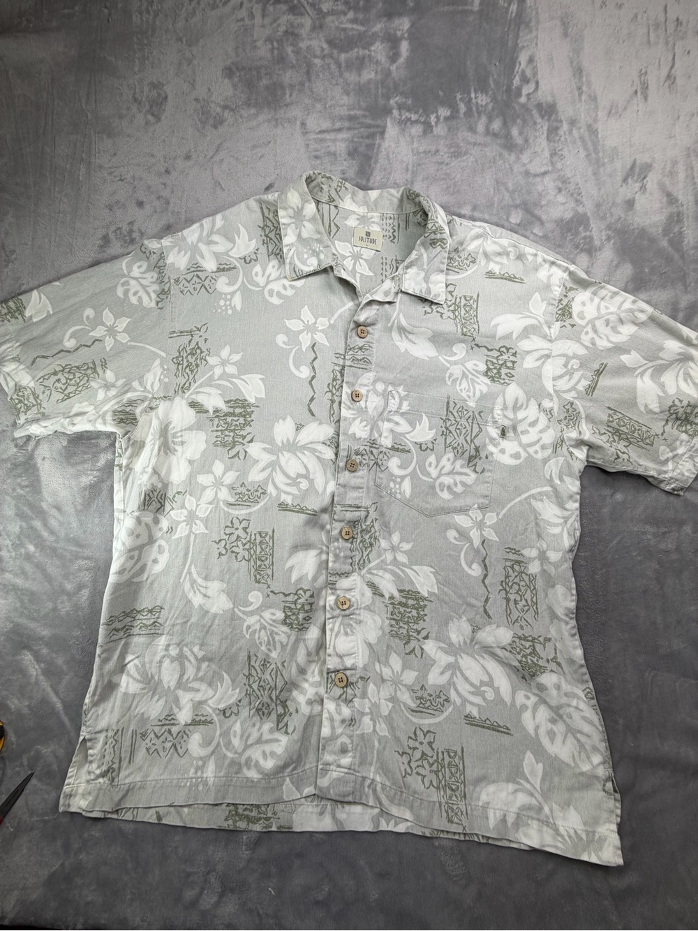100% Cotton SOLITUDE Shirt Men’s Guest Party Beach Floral Camp Fall L